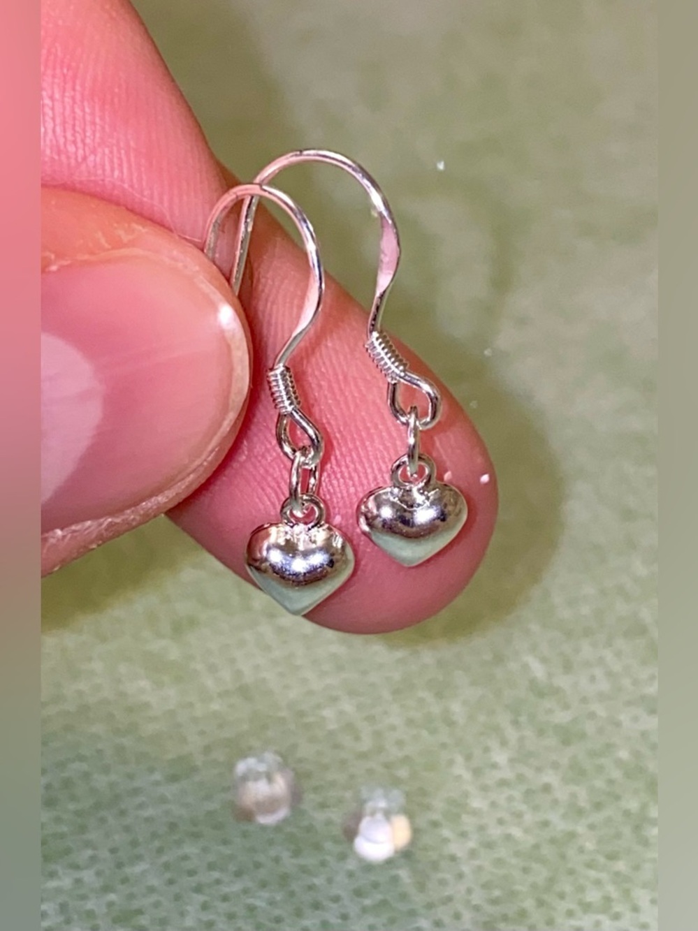 Delicate Silver Heart Drop Earrings for Women